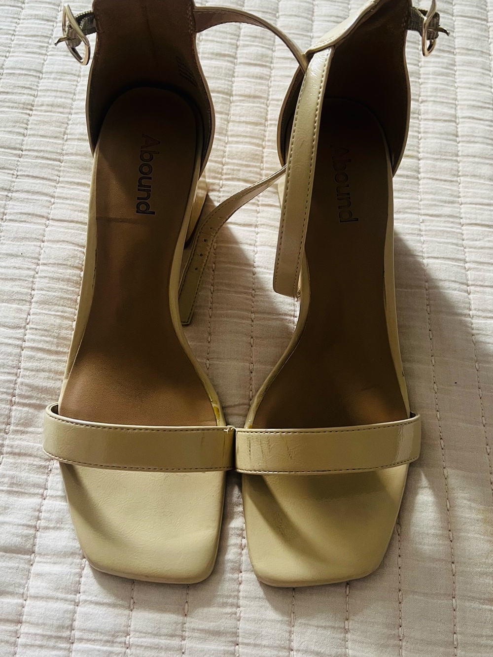 Abound Cream Square-Toe Ankle-Strap Block Heels